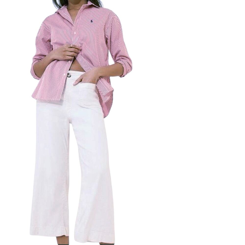 ANTHROPOLOGIE MAEVE COLETTE Women’s Linen Blend Cropped Wide Leg Pant